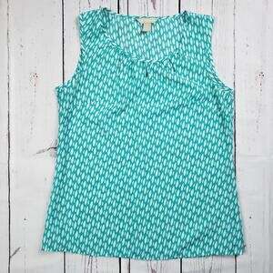 Banana Republic Blue White Geometric Lightweight Sleeveless Top Women Size Small